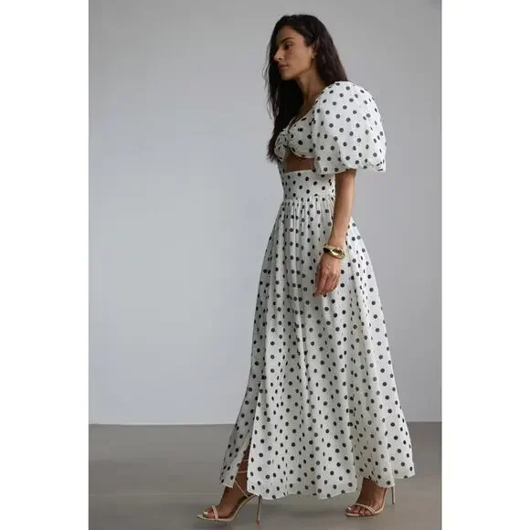 Sunfere Ellie Polka Dot Maxi Skirt Set in White & Black Size XL NWT Going out - Picture 3 of 13